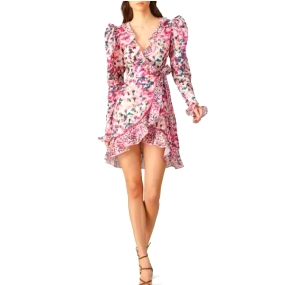 Rococo Sand Mimi pink floral wrap dress small - Picture 1 of 8